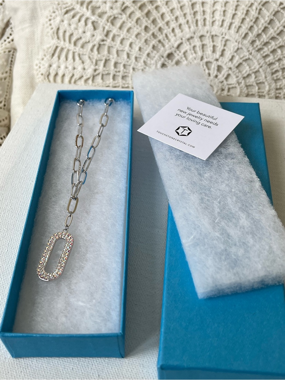 TSC by Swarovski Aurora Borealis Crystal “Join Us” Pendant Necklace, NWT